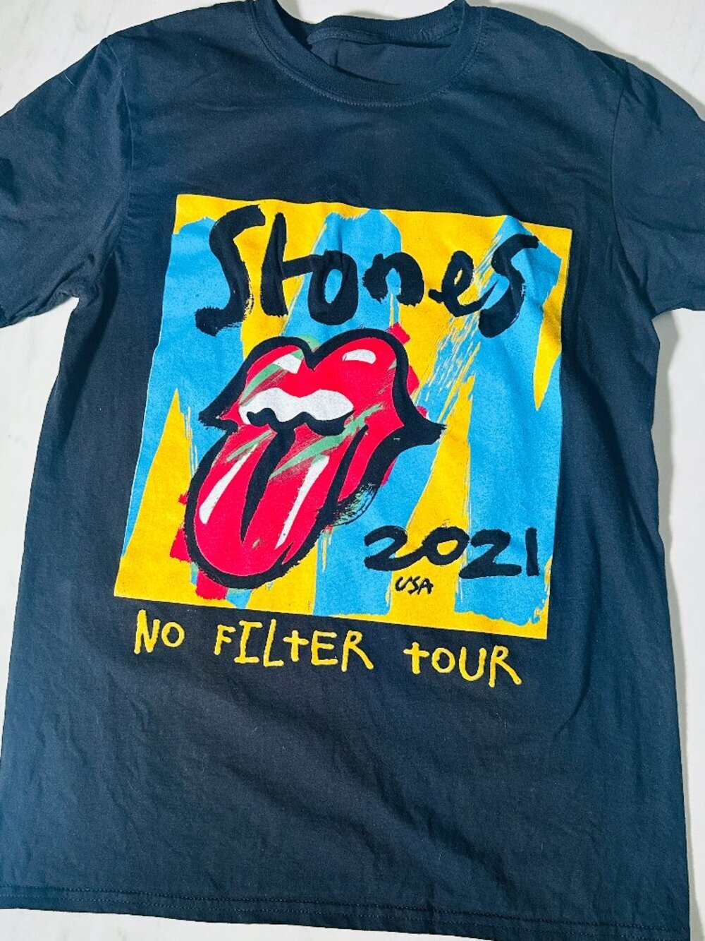 Rolling Stones 2021 No Filter Tour USA Black T-Shirt Size Medium - No Tag